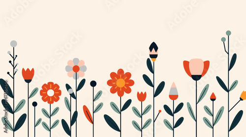 A serene and simple digital illustration of a plant with large leaves and stems on a beige background, evoking a sense of calmness and nature.