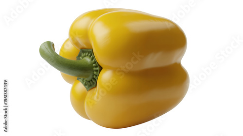 Yellow bell pepper with green stem vegetable food isolated on a transparent background