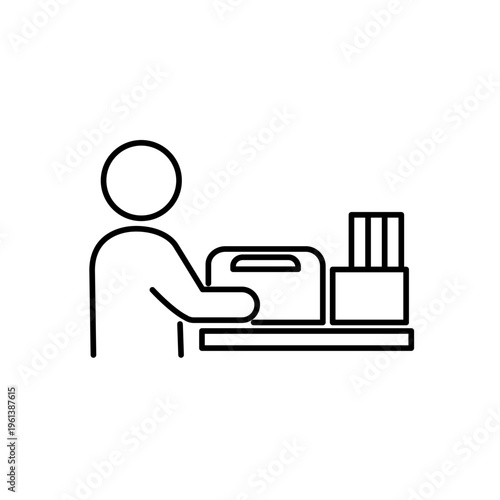 デスクの整理をしている人の線画アイコン