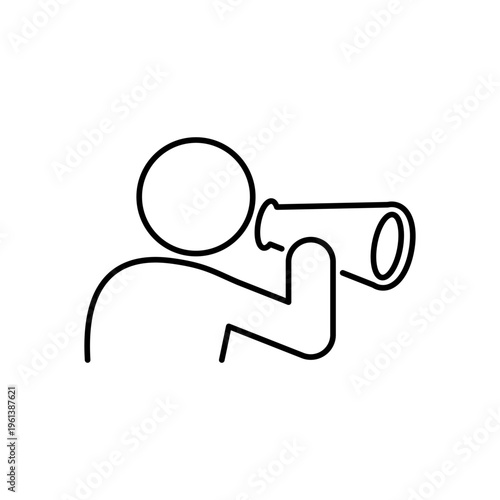 メガホンで叫んでいる人の線画アイコン