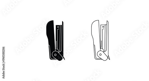 Two staplers one black and one outlined in a minimalist silhouette