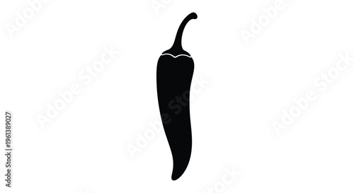 A stark black chili pepper illustration against a white background silhouette