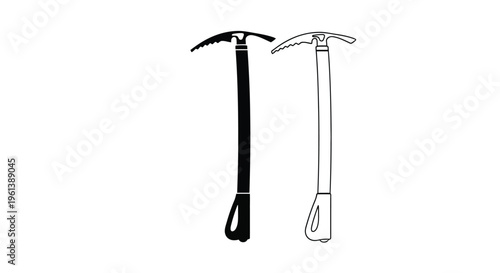 Two ice axes one filled and one outlined a striking silhouette