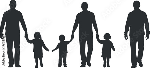 Silhouette of a blended family isolated on transparent background
