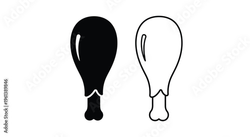 Two chicken drumsticks one filled and one outlined silhouette