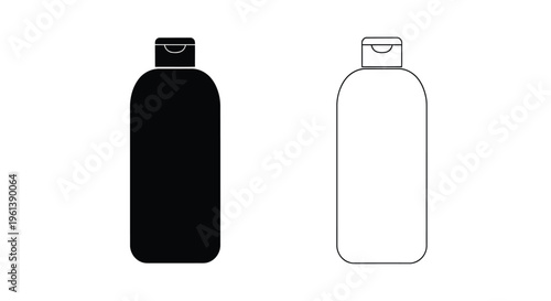 Two bottle shapes one filled one outlined a striking silhouette