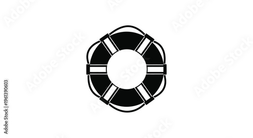 Black life preserver ring icon simple and bold silhouette