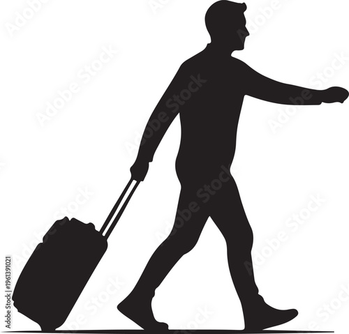 Man walking with a suitcase.
