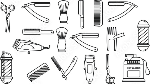 Man hair cutting tools and equipment for barber shops