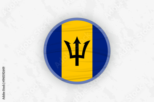 Barbados Flag Circular Sticker Design, National Pride Decal.