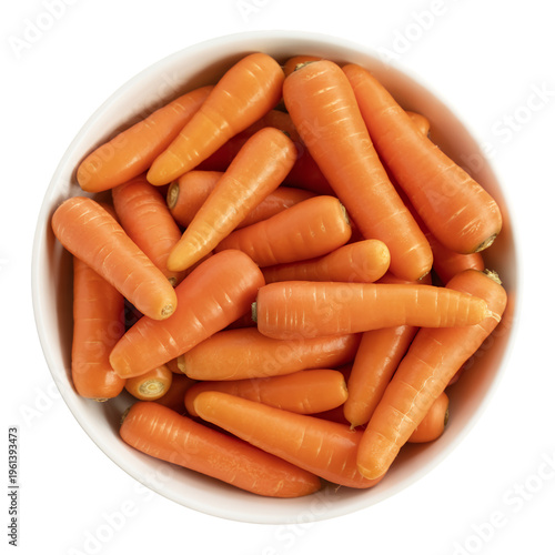 Baby carrots in a white bowl vegetables food healthy isolated on a transparent background