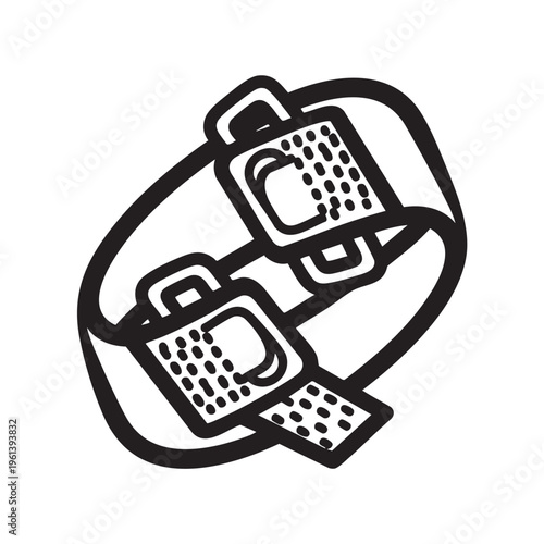 A clear vector outline of a velcro strap fastener.