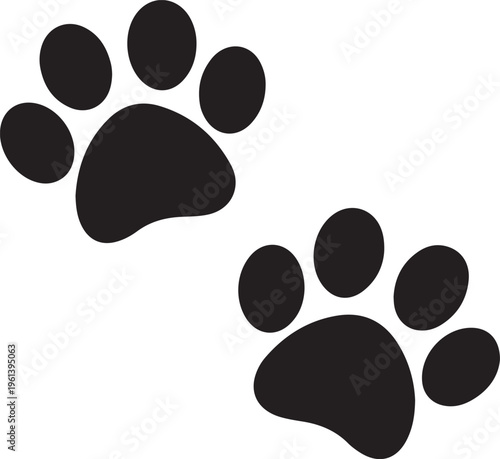 pawprint simple black paw prints clipart footprints diagonal layout on