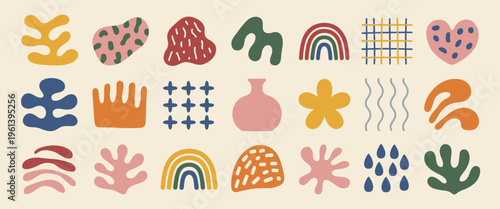 Abstract organic shapes and patterns in muted colors