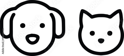 pet dog and cat line art icons vector set for apps signage