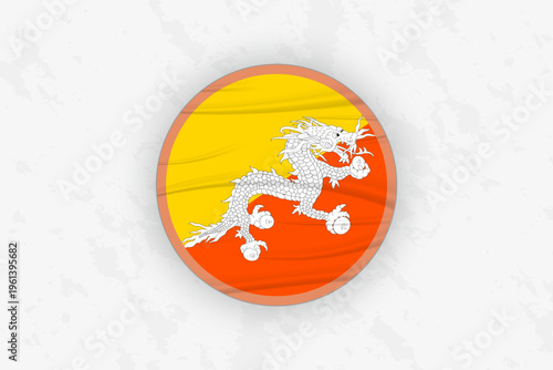 Bhutan Flag Circular Sticker Design, National Pride Decal.