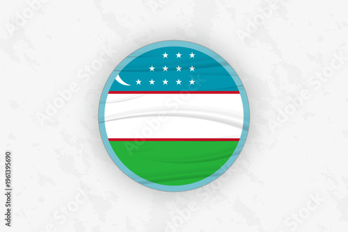 Uzbekistan Flag Circular Sticker Design, National Pride Decal.