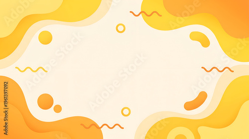 Playful Yellow Primary Learning Background with Soft Shapes for Kids Education Design
