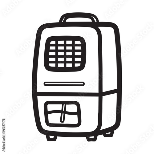 An illustration depicts a dehumidifier in a clear outline style.