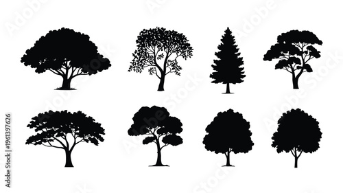 Vector Tree Silhouette Set for Nature and Landscape Illustration