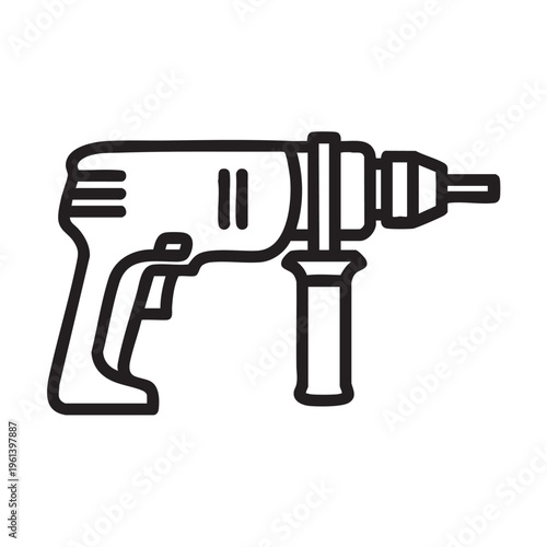 An electric drill is shown in a clear outline illustration.