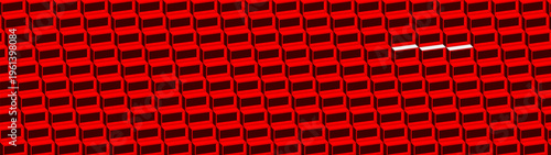 Abstract red and black Isometric pattern of stacked cubes with white highlights, Modern geometric background with brutalist repetitive block element, Modular architectural pattern of 3D rectangles
