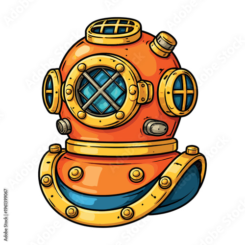 Vintage-inspired diving helmet ideal for historical expeditions, maritime motifs, and diving escapades beneath the sea