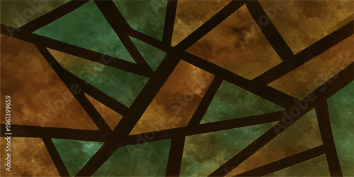 An old stained glass window with colorful mosaic patterns and textured design showing light through a vintage decorative surface