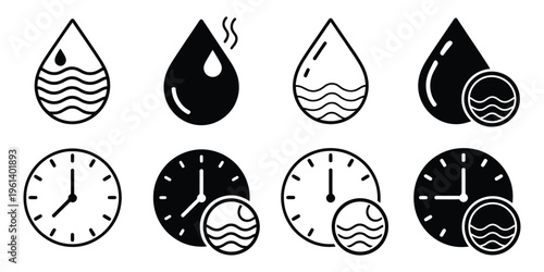 Quick dry, evaporates icon, representing fast-drying liquid or moisture evaporation, water droplet with motion lines or arrows, minimal flat design, vector