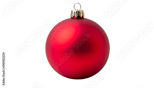 A single, isolated red Christmas ornament with a shiny cap against a black background