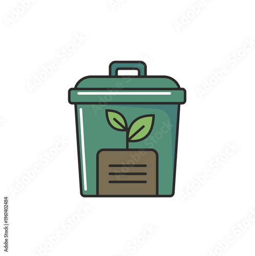 Organic waste bin icon for composting and bio garbage collection