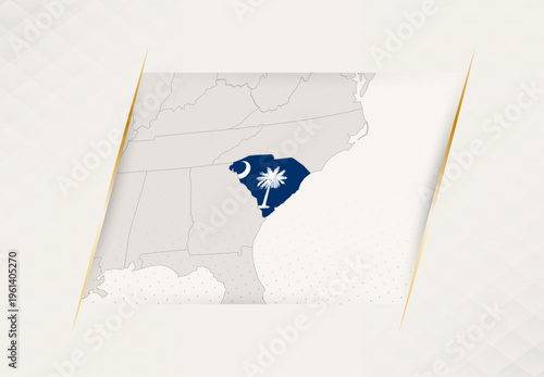South Carolina Country Map Featuring National Flag Colors.