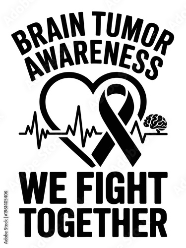 The design features a heart, brain, and awareness ribbon combined with an EKG line