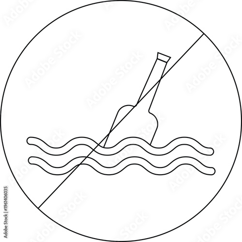 A bottle floating in the ocean with intersecting lines