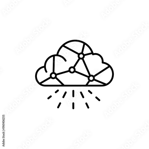Cloud computing symbol with network connections and rain droplets  