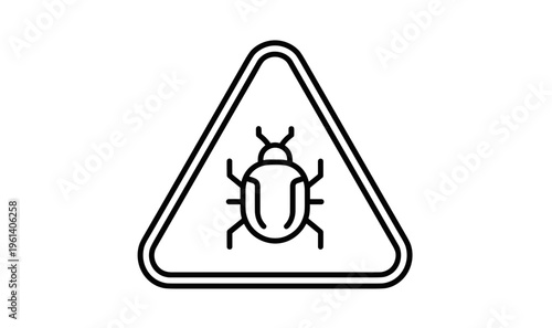 Warning sign with beetle icon in minimalist style  