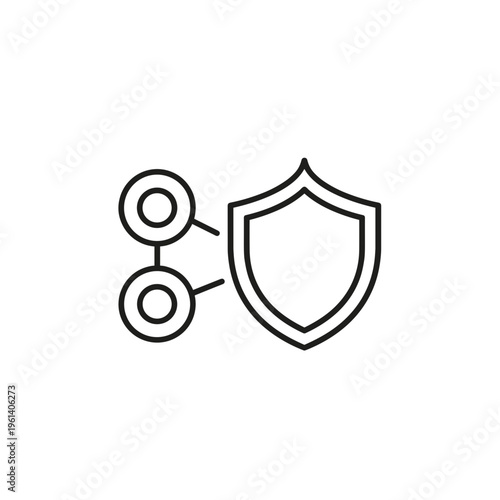Network security shield and connected nodes in minimalist design  