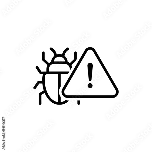 Insect icon with warning sign illustrating pest control concept  