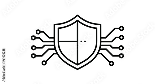 Digital shield symbol representing cybersecurity and protection  