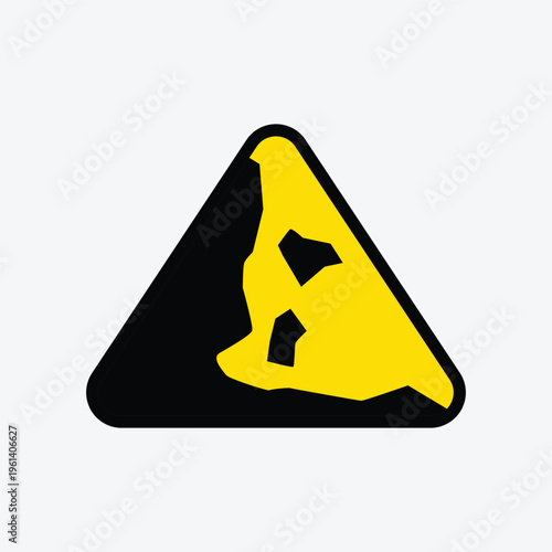 Warning sign of falling rocks or landslide