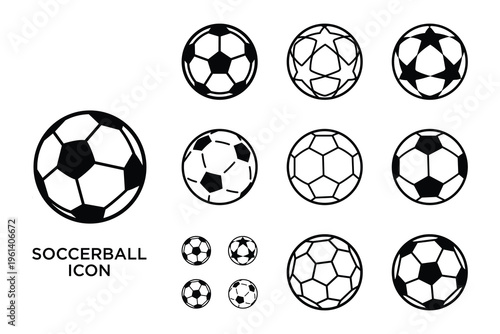 Variety of soccer ball designs and logos