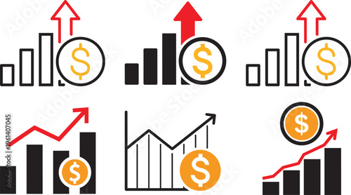 Financial Growth Illustration: An illustrative display of financial indicators, showcasing the concept of business profit, investment increase.