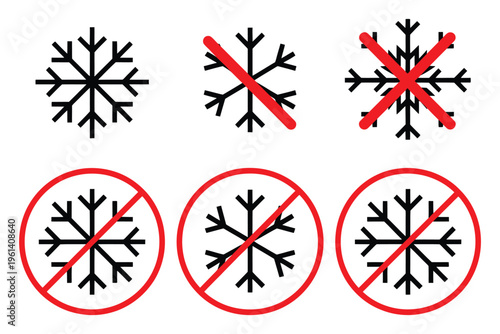 No ice icon, symbol representing absence of ice, ice-free condition, or no frozen content, beverage or temperature concept, minimal flat design, vector illustration isolated on white background.