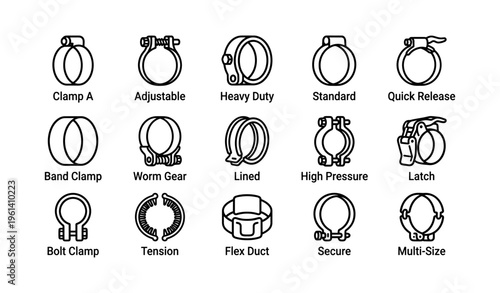 Various types of clamps and gears for industrial use and applications