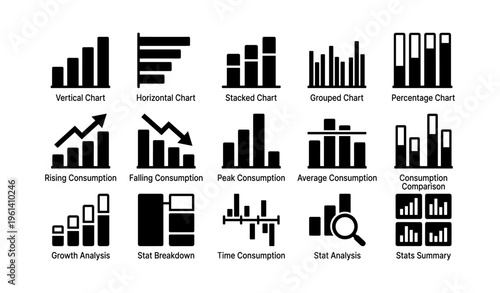 Collection of business charts and graphs for data analysis and visualization