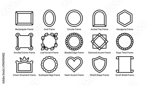 Various geometric and ornamental frame designs illustrations