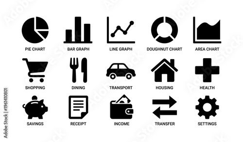 Various chart and icon collection for business and lifestyle applications