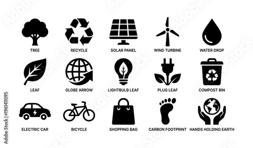 Eco-friendly icons: renewable energy and sustainable living