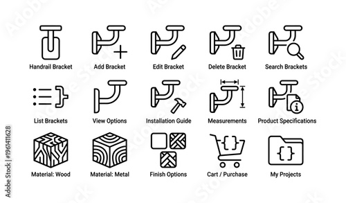 Handrail bracket icons for design and installation guide
