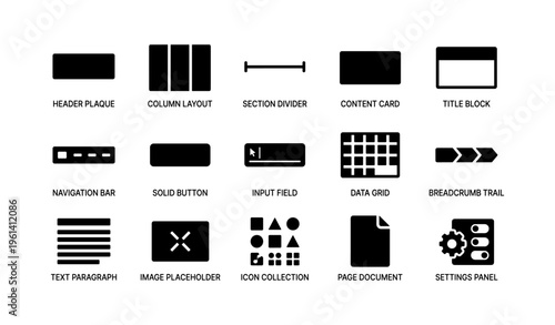 Web design ui elements set: icons for interface and navigation